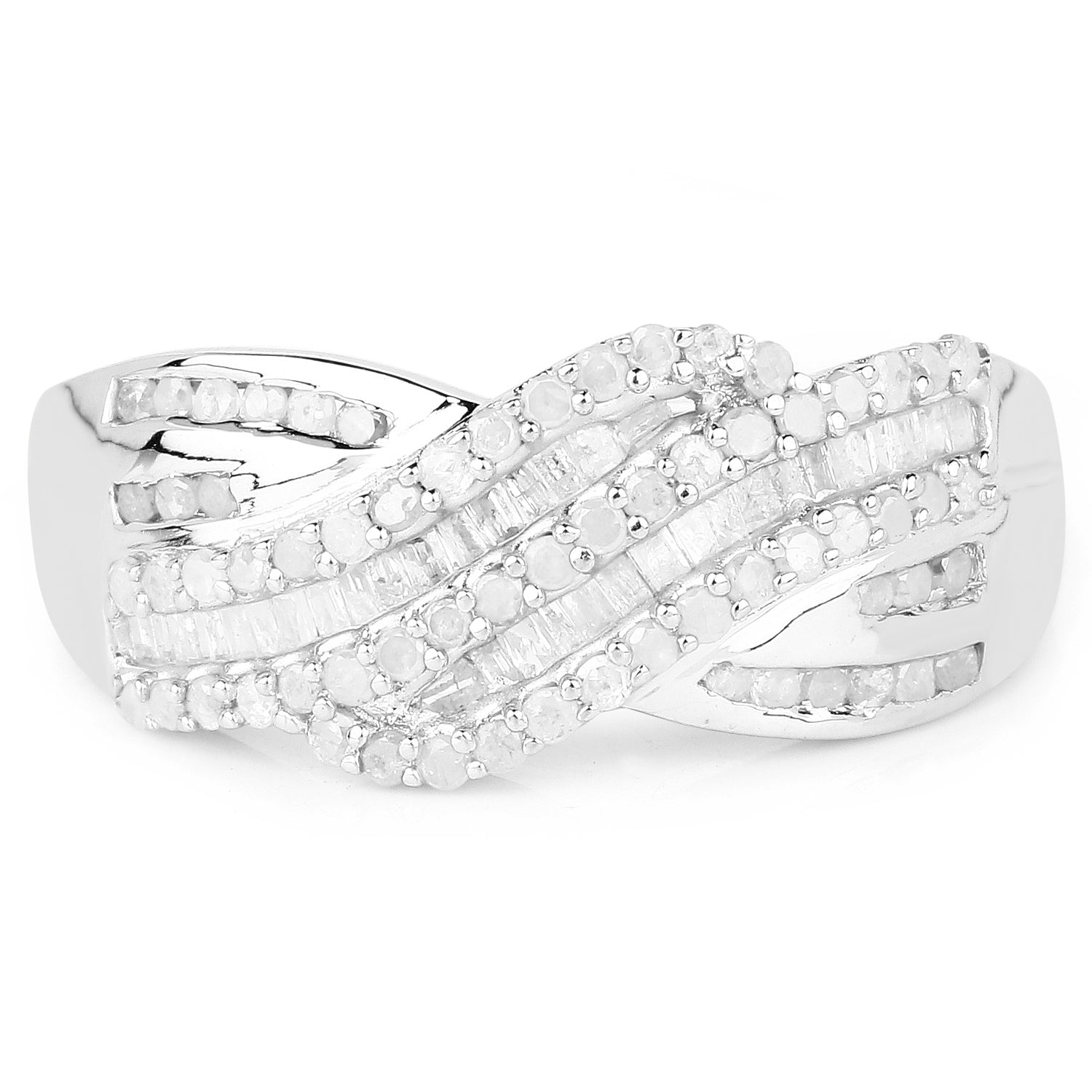 0.64 Carat Genuine White Diamond .925 Sterling Silver Ring Bids.com