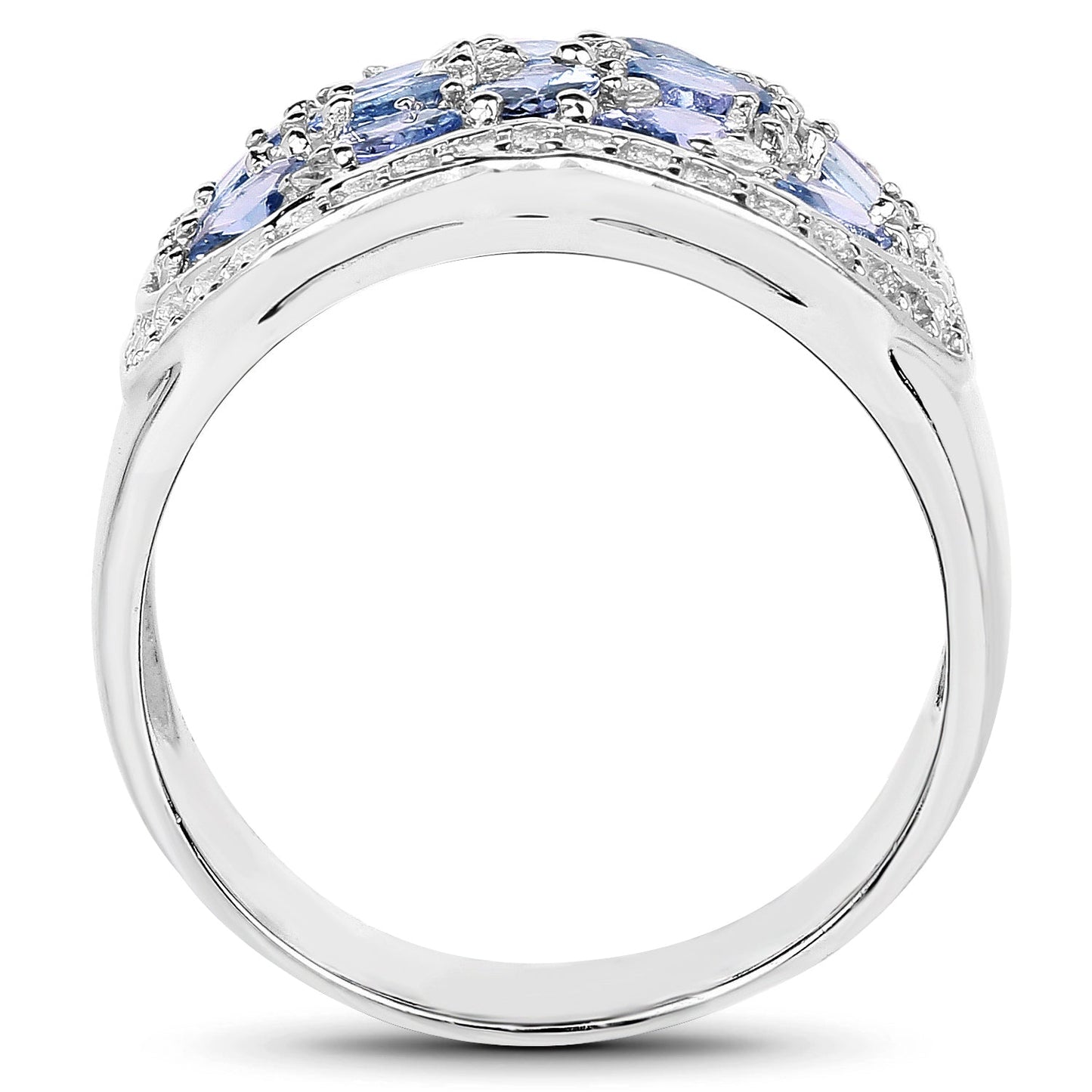 2.62 Carat Genuine Tanzanite and White Topaz .925 Sterling Silver Ring Bids.com