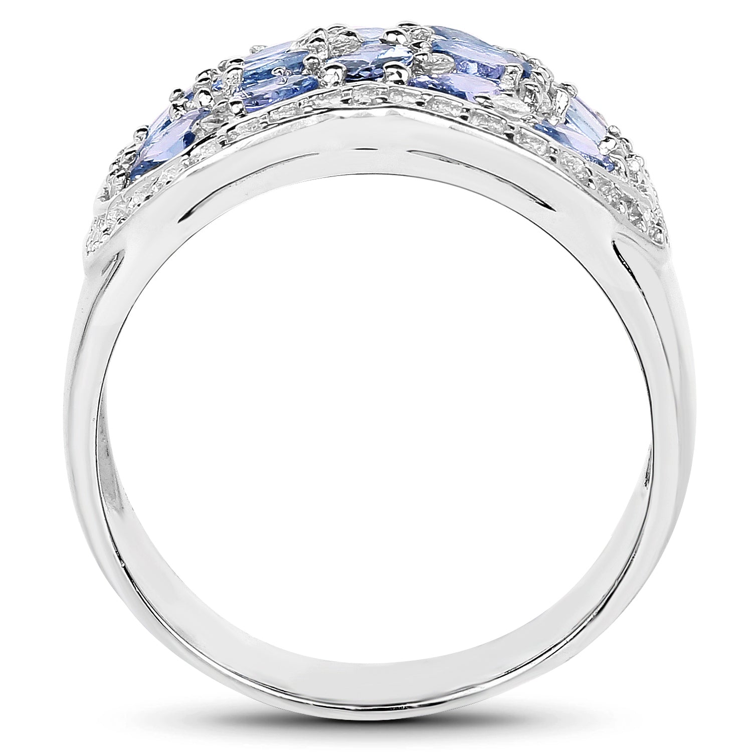 2.62 Carat Genuine Tanzanite and White Topaz .925 Sterling Silver Ring Bids.com