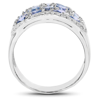 2.62 Carat Genuine Tanzanite and White Topaz .925 Sterling Silver Ring Bids.com
