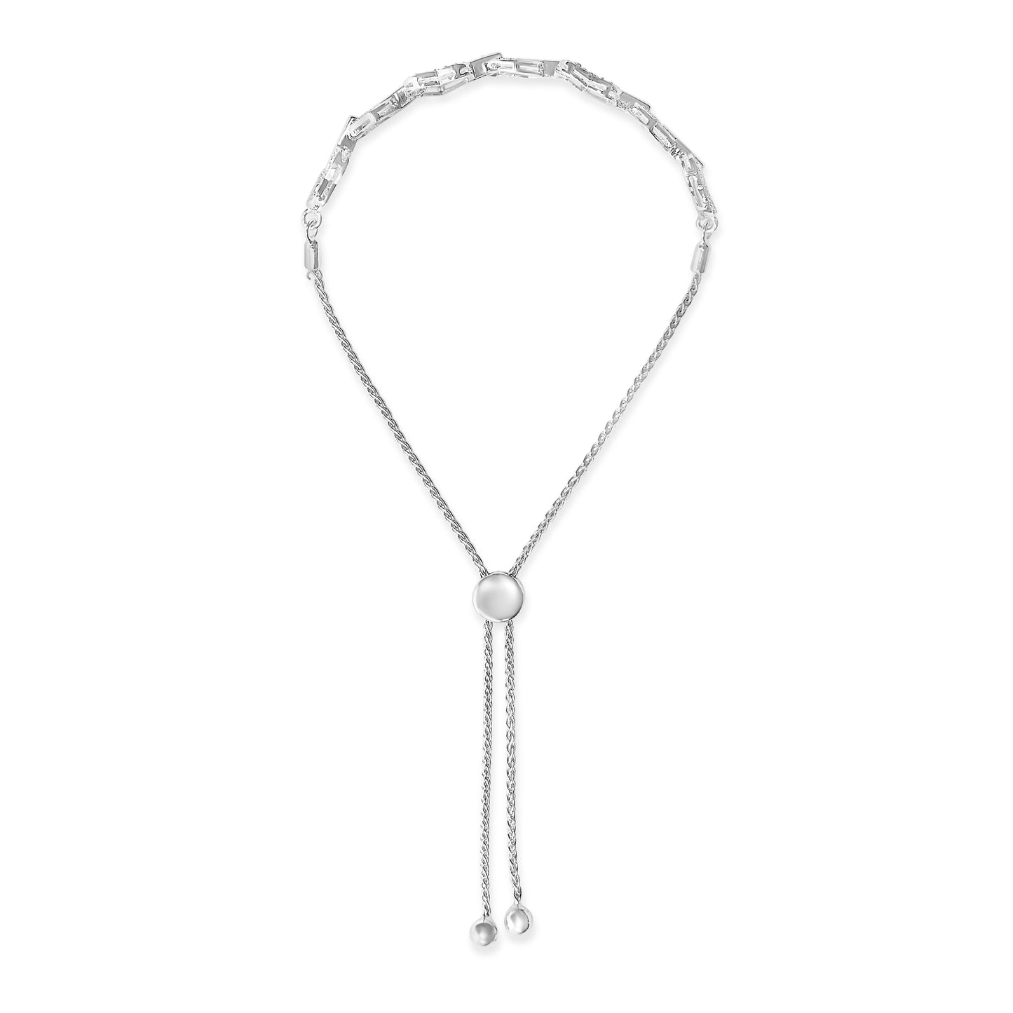 .925 Sterling Silver 1/2 Cttw Diamond Alternating Heart Link Adjustable Bolo Bracelet (I-J Color, I3 Clarity) - 4" to 10" Inches Bids.com