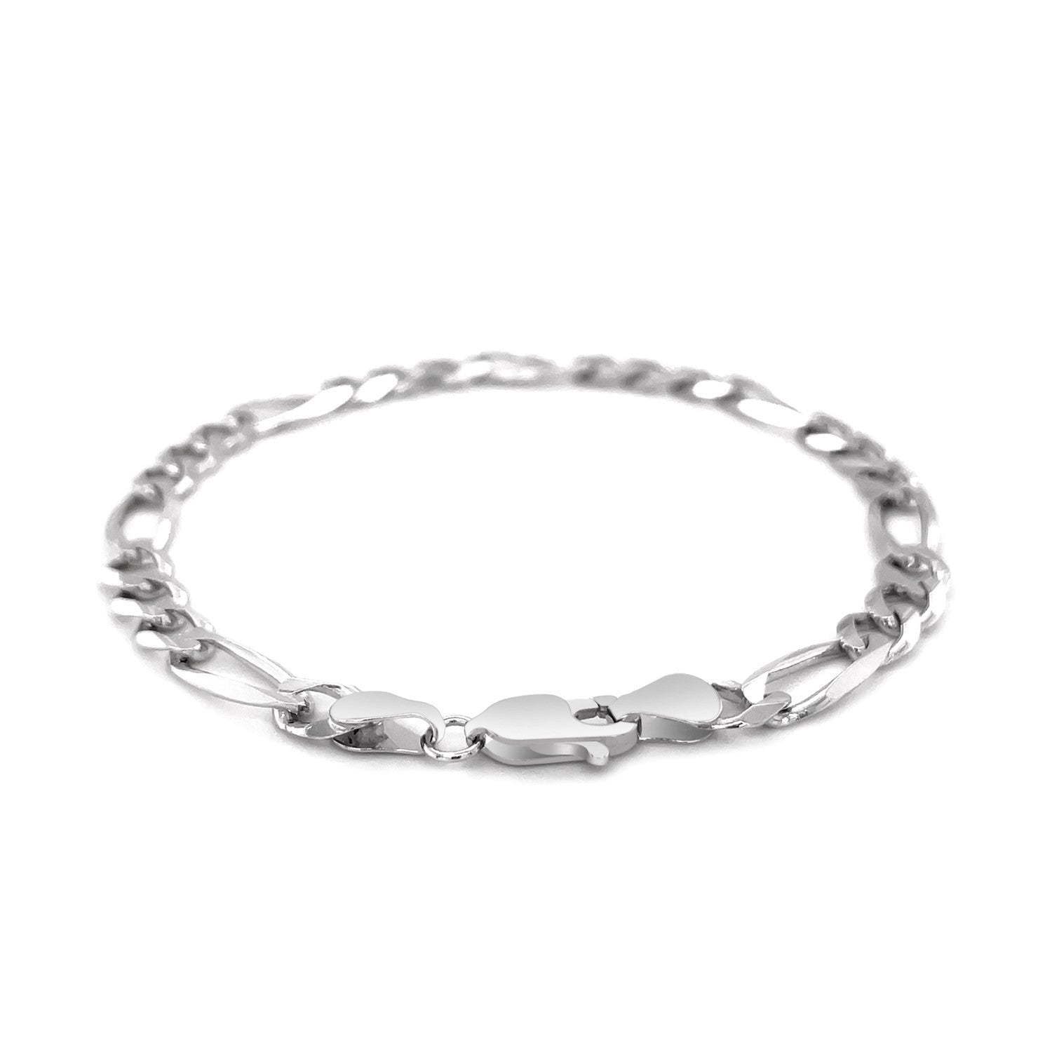 6.0mm 14k White Gold Solid Figaro Bracelet Bids.com