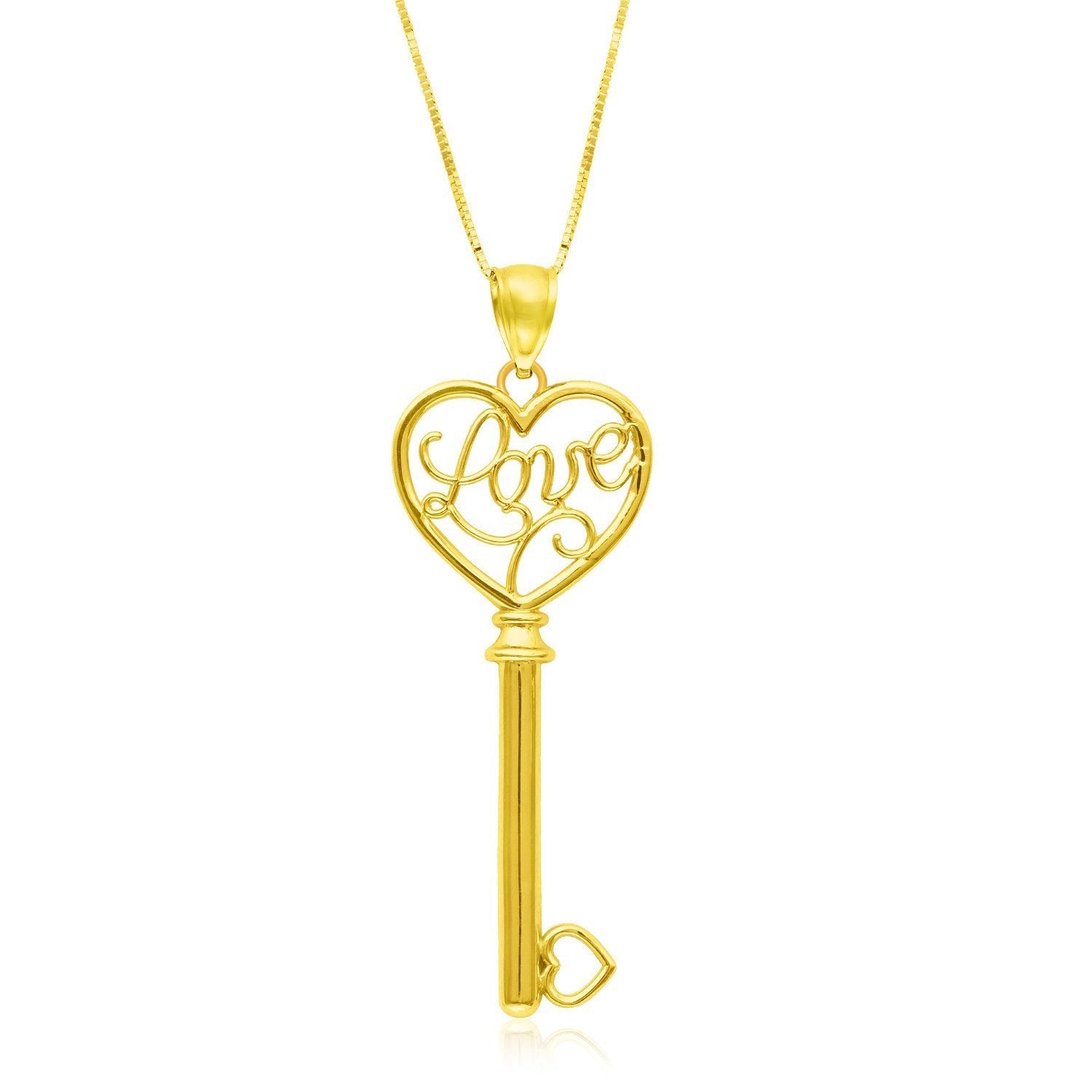 14k Yellow Gold Skeleton Key Style LOVE Pendant Bids.com