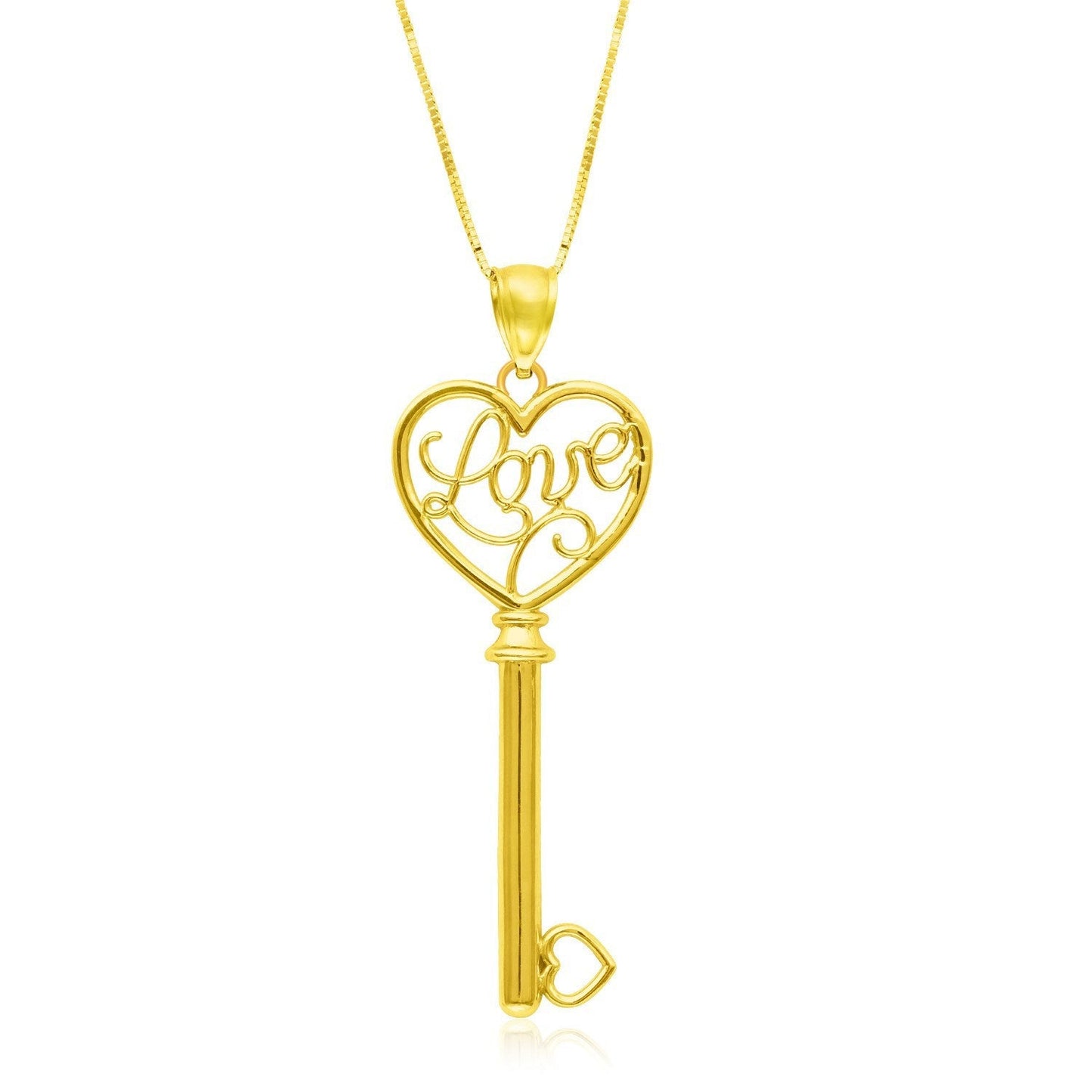 14k Yellow Gold Skeleton Key Style LOVE Pendant Bids.com