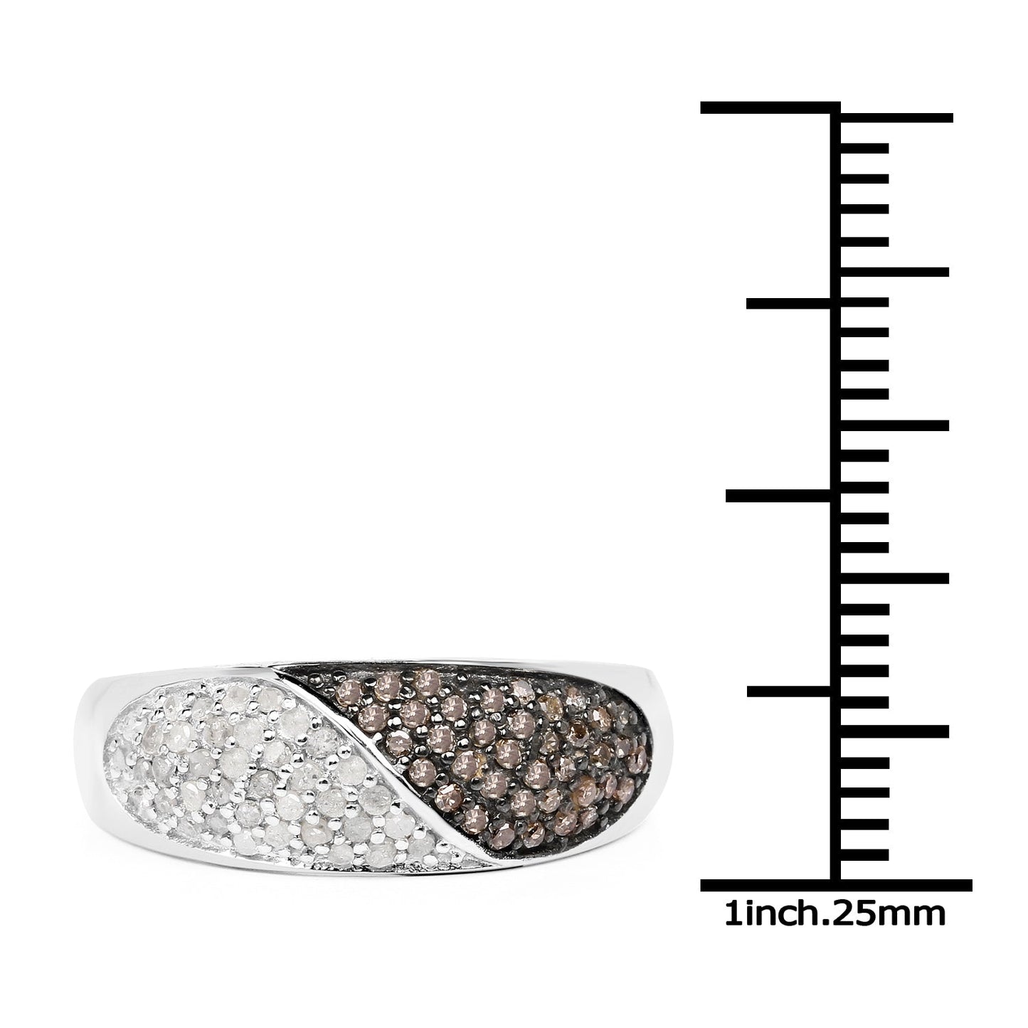 0.32 Carat Genuine Champagne Diamond and White Diamond .925 Sterling Silver Ring Bids.com