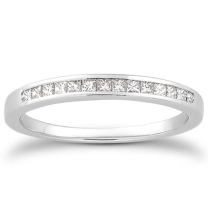 14k White Gold Channel Set Princess Diamond Wedding Ring Band Bids.com