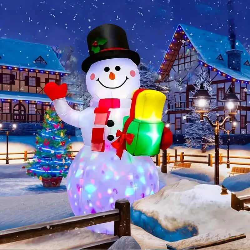 5FT Rotating Christmas Inflatable Snowman Decoration with 360° Colorful LED Lights DailySale
