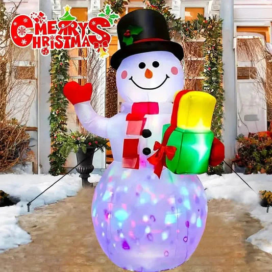 5FT Rotating Christmas Inflatable Snowman Decoration with 360° Colorful LED Lights DailySale
