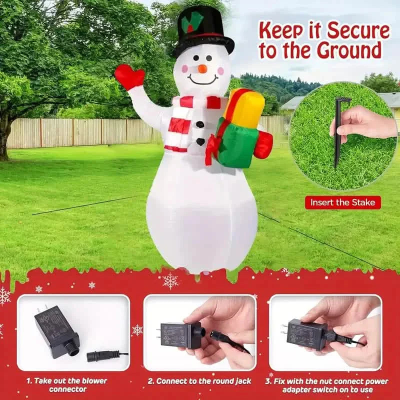 5FT Rotating Christmas Inflatable Snowman Decoration with 360° Colorful LED Lights DailySale