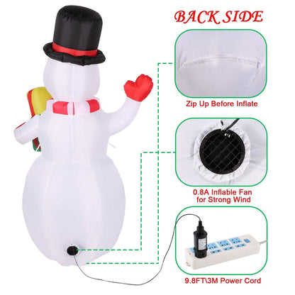 5FT Snowman Inflatable Outdoor Decoration Rotating LED Lights DailySale