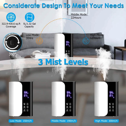 5L Gal Humidifier Top Fill Cool Mist with Essential Oils Diffuser Filter DailySale