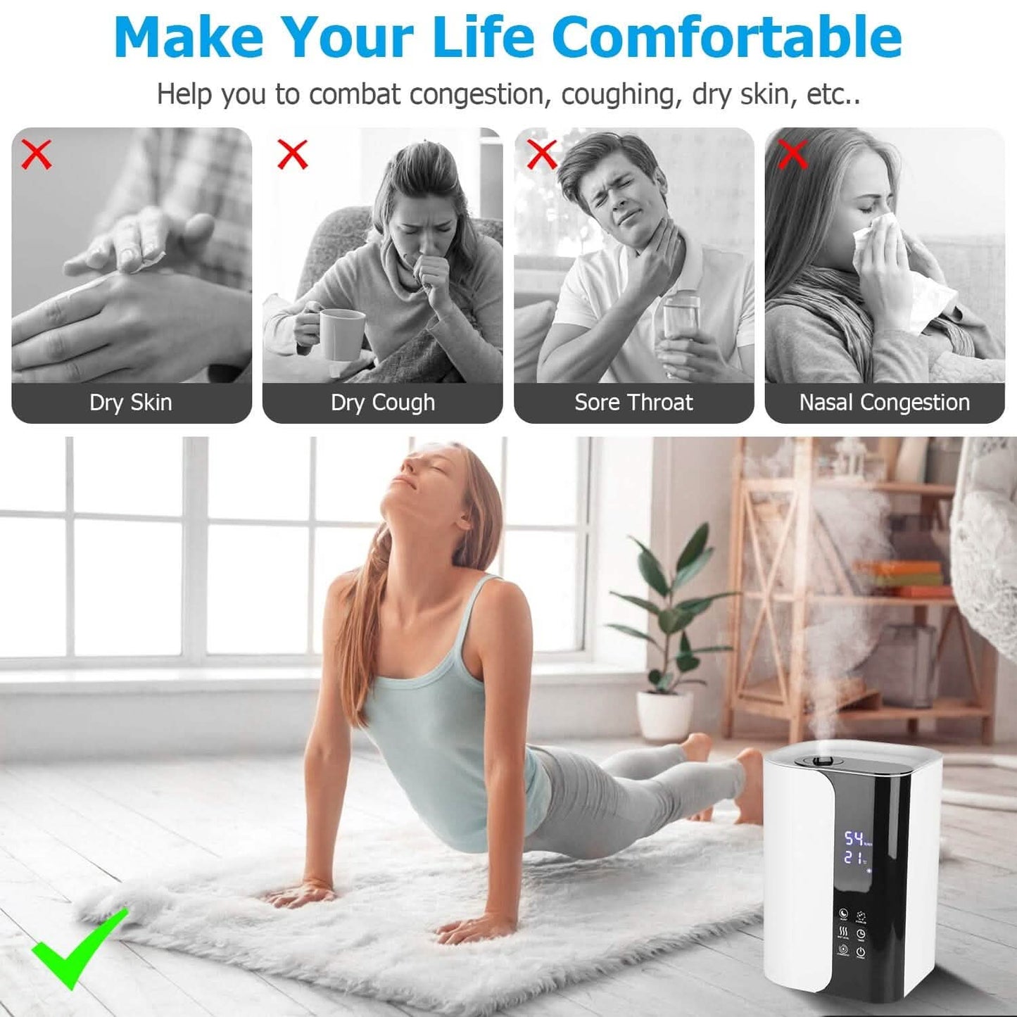 5L Gal Humidifier Top Fill Cool Mist with Essential Oils Diffuser Filter DailySale