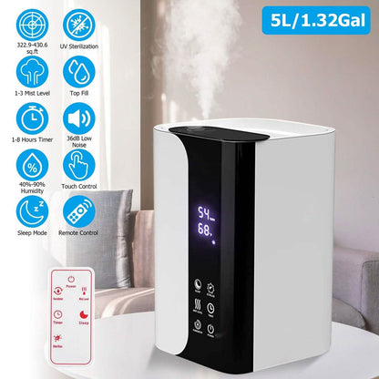 5L Gal Humidifier Top Fill Cool Mist with Essential Oils Diffuser Filter DailySale