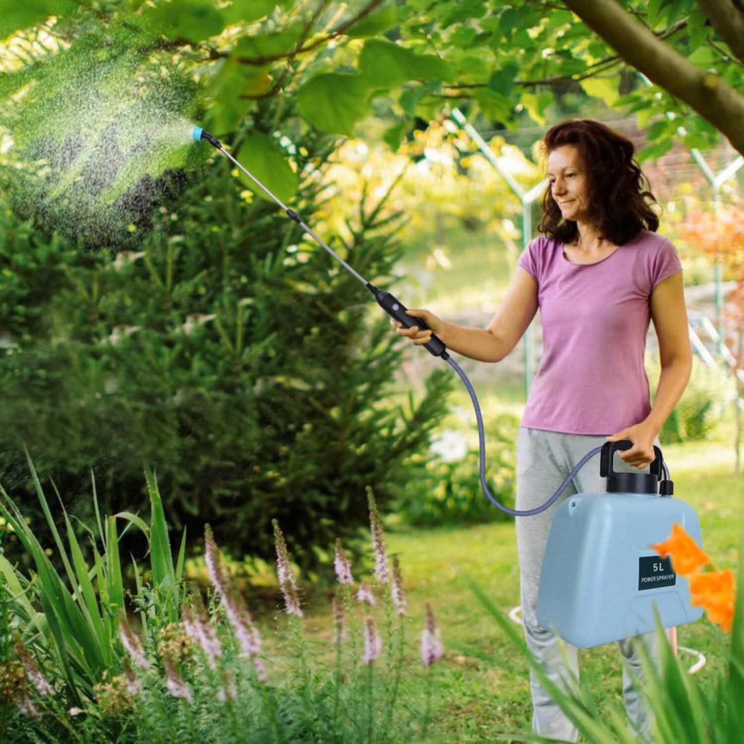 5L/1/3 Gallon Electric Plant Sprayer Telescopic Rechargeable with 3 Spray Sprouts DailySale
