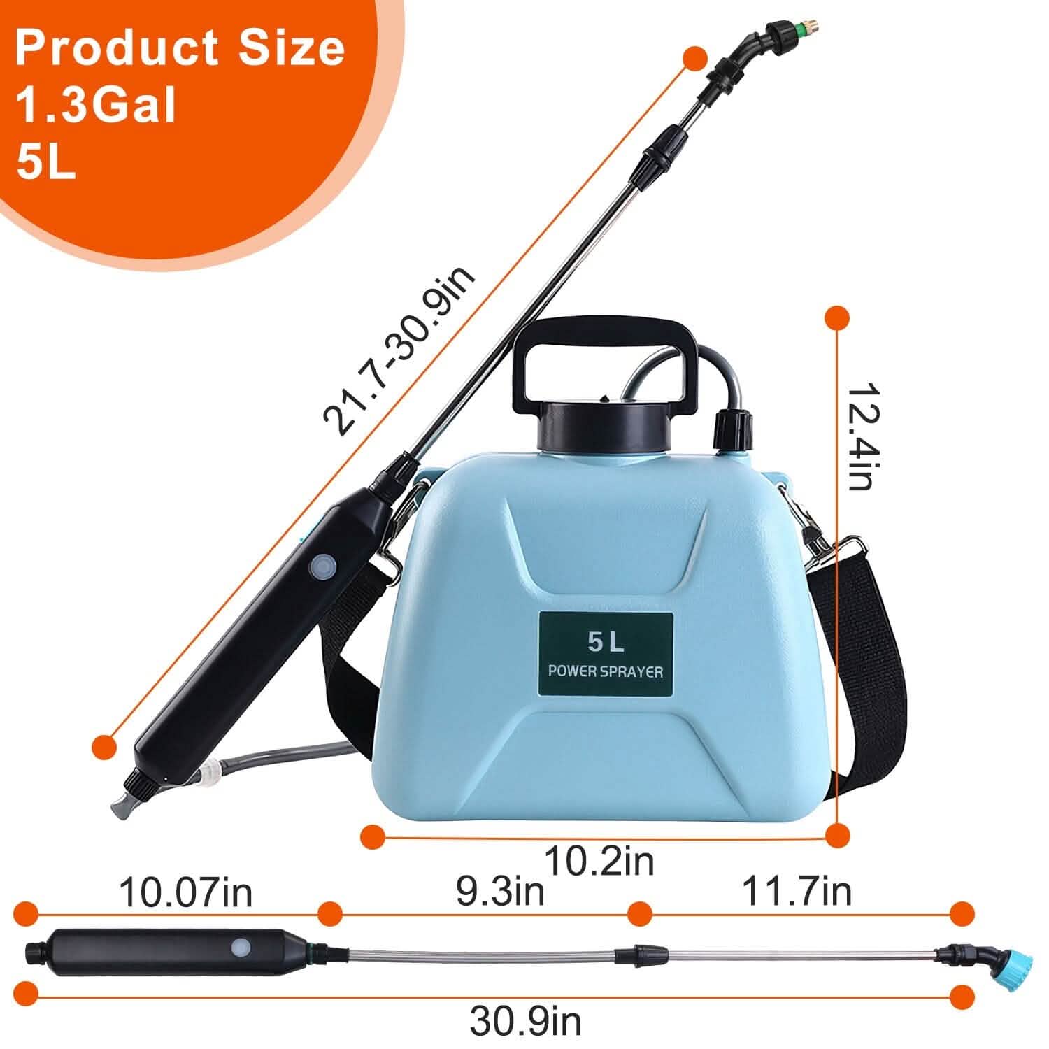 5L/1/3 Gallon Electric Plant Sprayer Telescopic Rechargeable with 3 Spray Sprouts DailySale