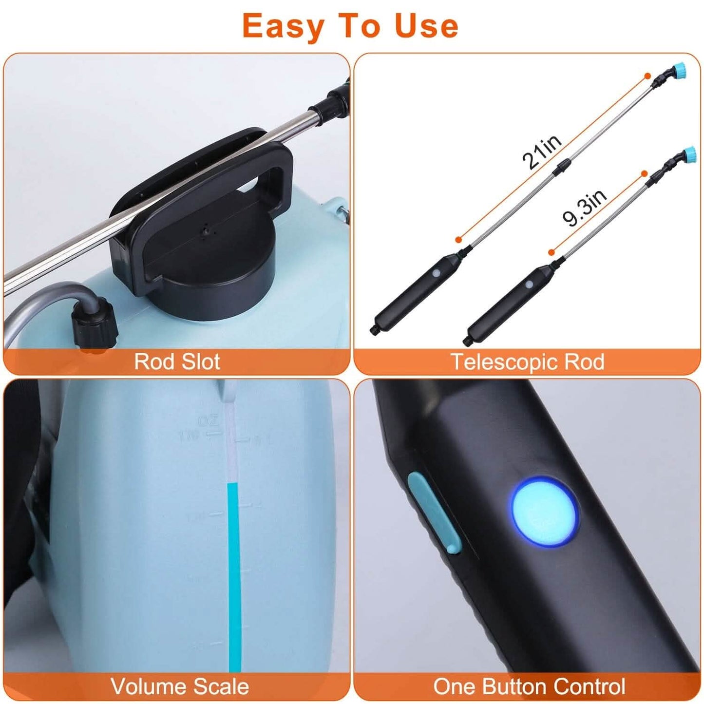 5L/1/3 Gallon Electric Plant Sprayer Telescopic Rechargeable with 3 Spray Sprouts DailySale