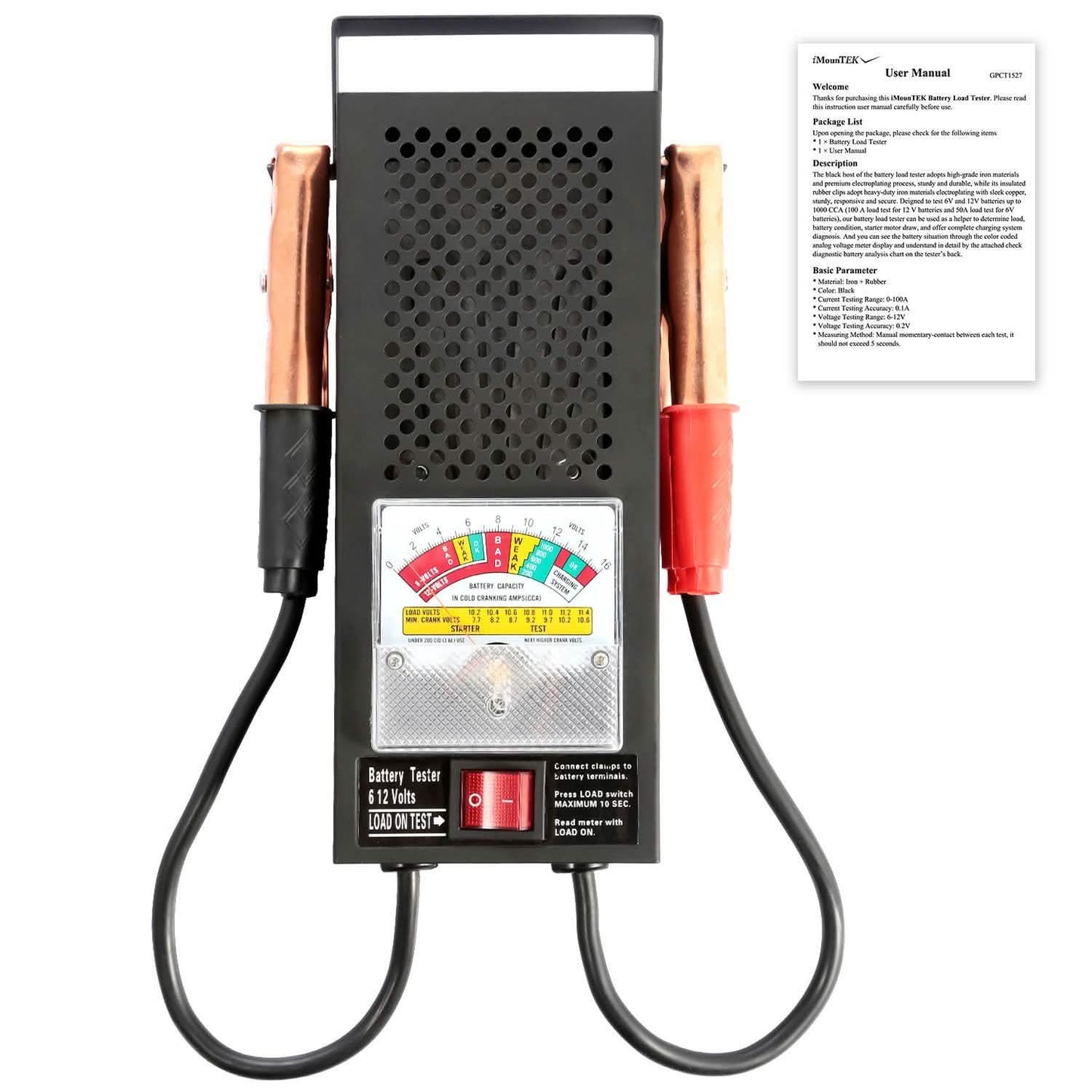 6-12V Automotive Battery Tester with Heavy Duty Insulated Copper Clips DailySale