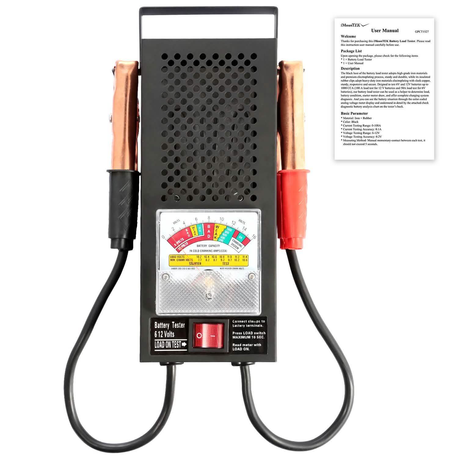 6-12V Automotive Battery Tester with Heavy Duty Insulated Copper Clips DailySale