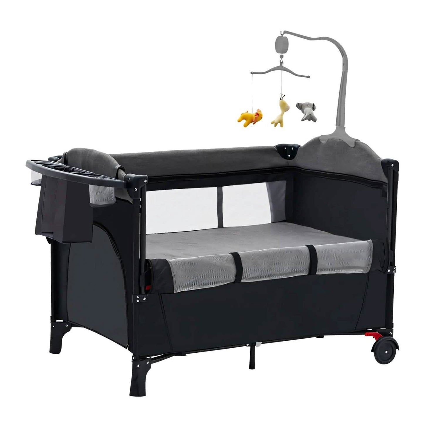 6-in-1 Foldable Baby Crib with Activity Center Diaper Changing Table DailySale