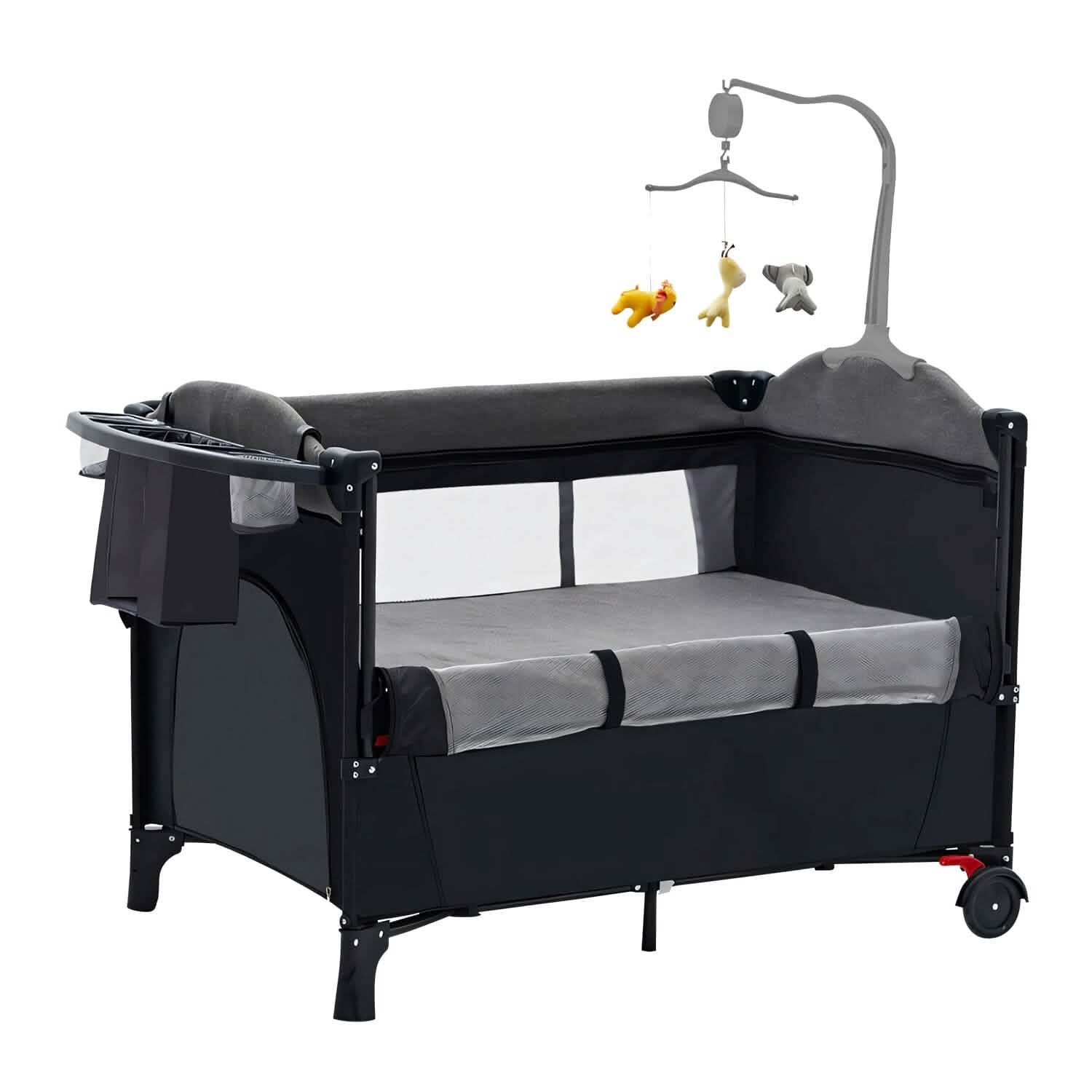 6-in-1 Foldable Baby Crib with Activity Center Diaper Changing Table DailySale