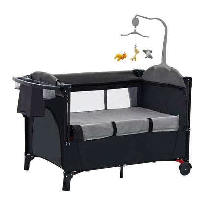 6-in-1 Foldable Baby Crib with Activity Center Diaper Changing Table DailySale