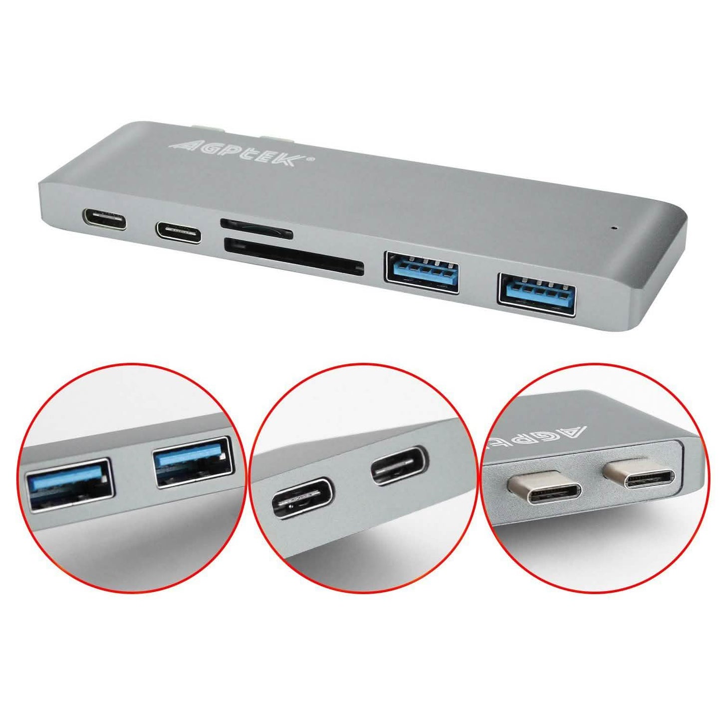 6-in-1 Type-C USB-C Hub Adapter Dual USB 3.0 Port Thunderbolt 3 DailySale