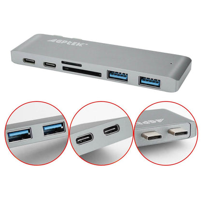 6-in-1 Type-C USB-C Hub Adapter Dual USB 3.0 Port Thunderbolt 3 DailySale