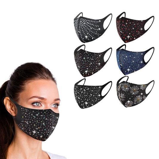 6-Pack: Celebrity Bling Holiday Rhinestone Washable Face Mask DailySale