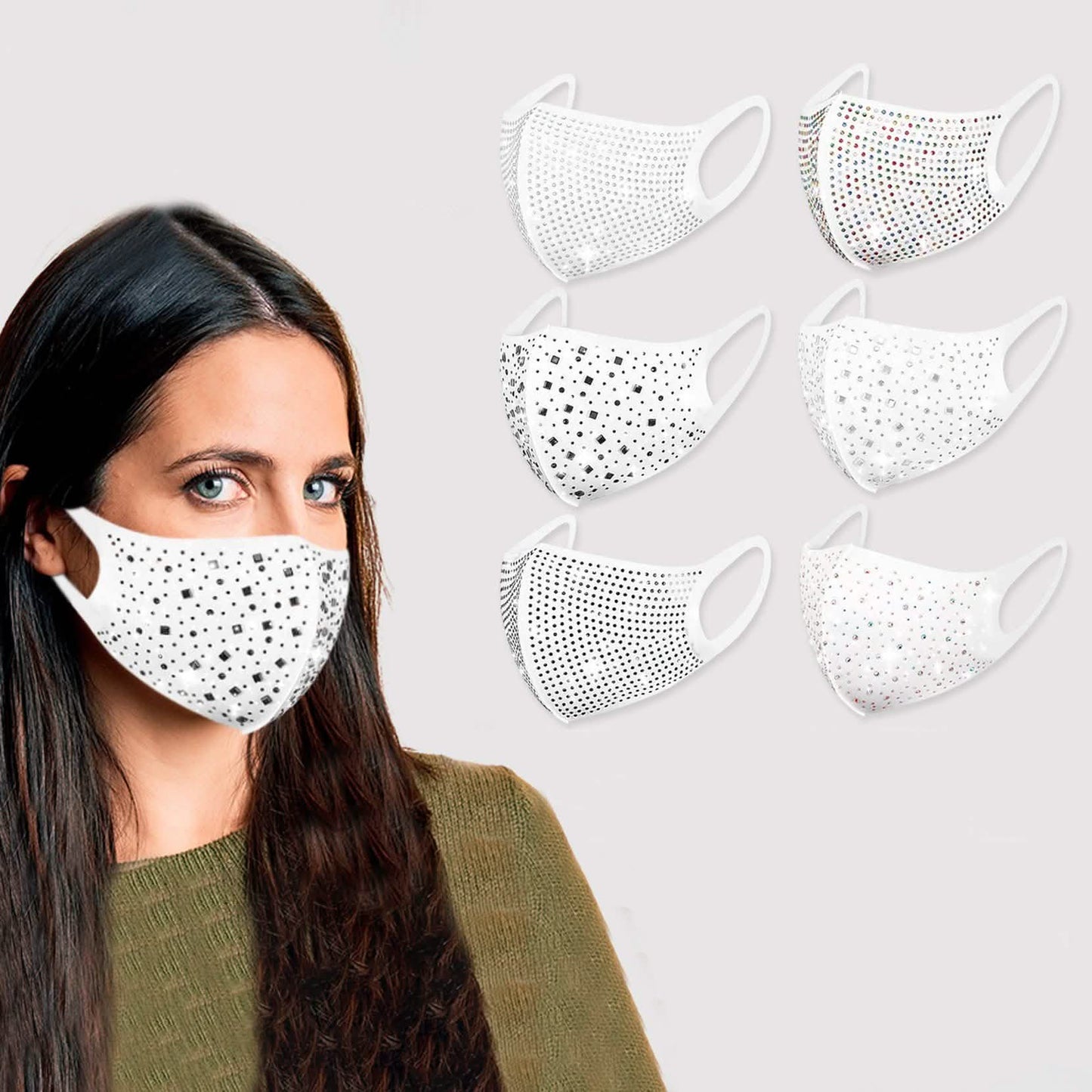 6-Pack: Celebrity Bling Holiday Rhinestone Washable Face Mask DailySale