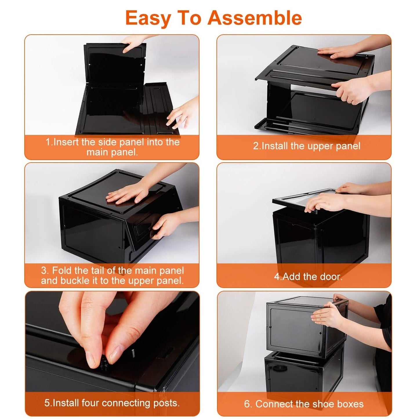 6-Pack: Collapsible Shoe Box Stackable Shoe Storage Bin with Magnetic Door DailySale