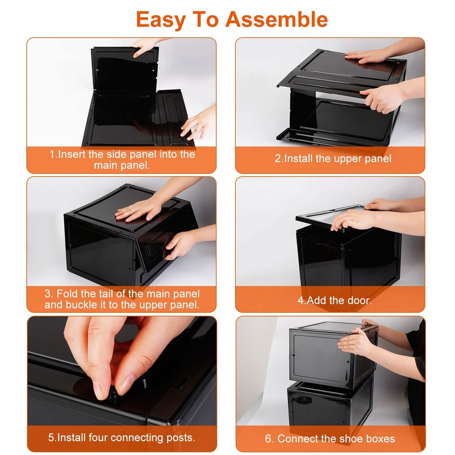 6-Pack: Collapsible Shoe Box Stackable Shoe Storage Bin with Magnetic Door DailySale