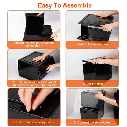 6-Pack: Collapsible Shoe Box Stackable Shoe Storage Bin with Magnetic Door DailySale