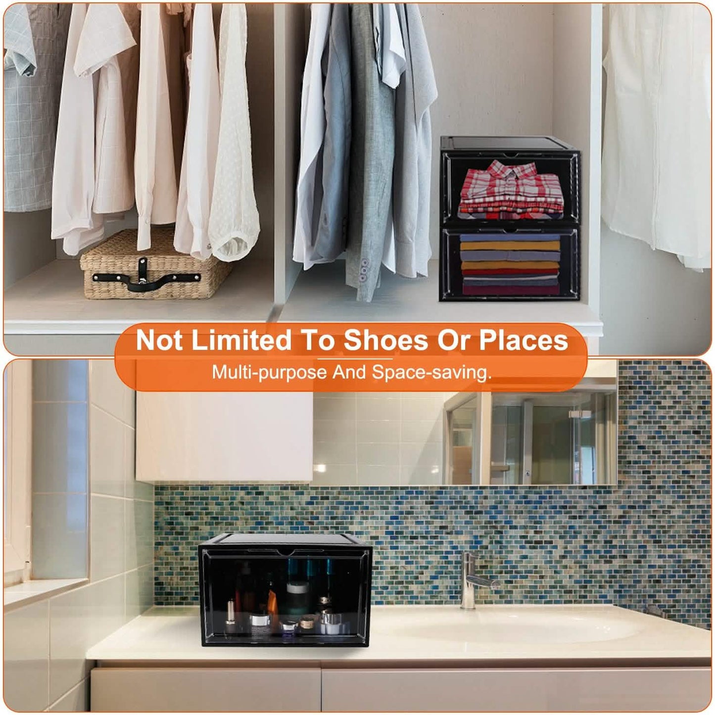 6-Pack: Collapsible Shoe Box Stackable Shoe Storage Bin with Magnetic Door DailySale