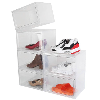 6-Pack: Collapsible Shoe Box Stackable Shoe Storage Bin with Magnetic Door DailySale