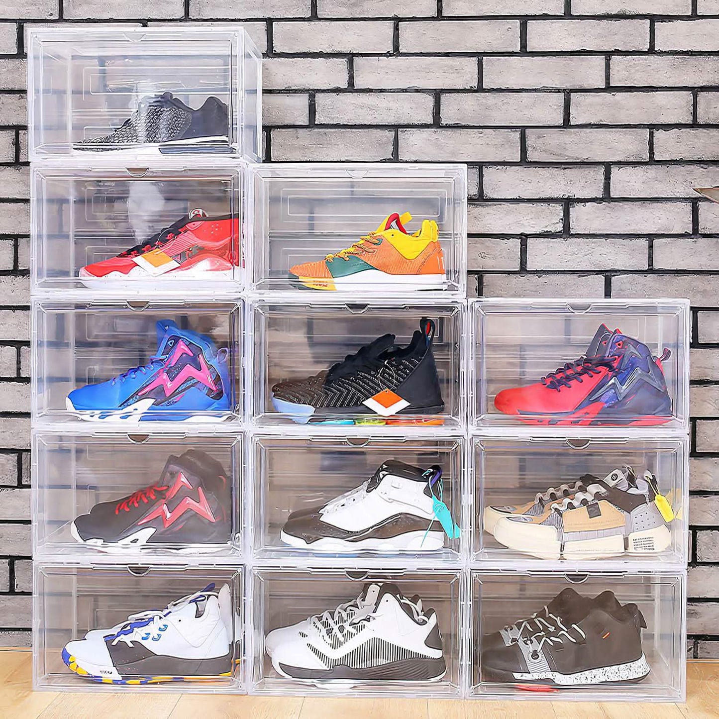 6-Pack: Collapsible Shoe Box Stackable Shoe Storage Bin with Magnetic Door DailySale