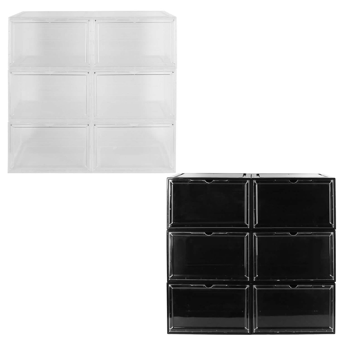 6-Pack: Collapsible Shoe Box Stackable Shoe Storage Bin with Magnetic Door DailySale