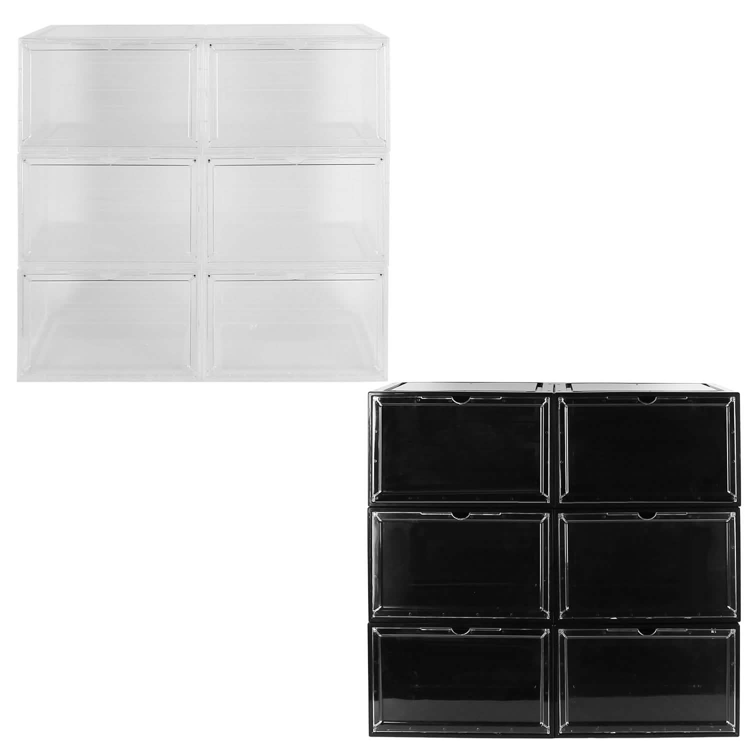 6-Pack: Collapsible Shoe Box Stackable Shoe Storage Bin with Magnetic Door DailySale