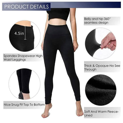 6-Pack: Hot Women’s Fleece Lined Leggings High Waist Soft Stretchy Warm Leggings DailySale
