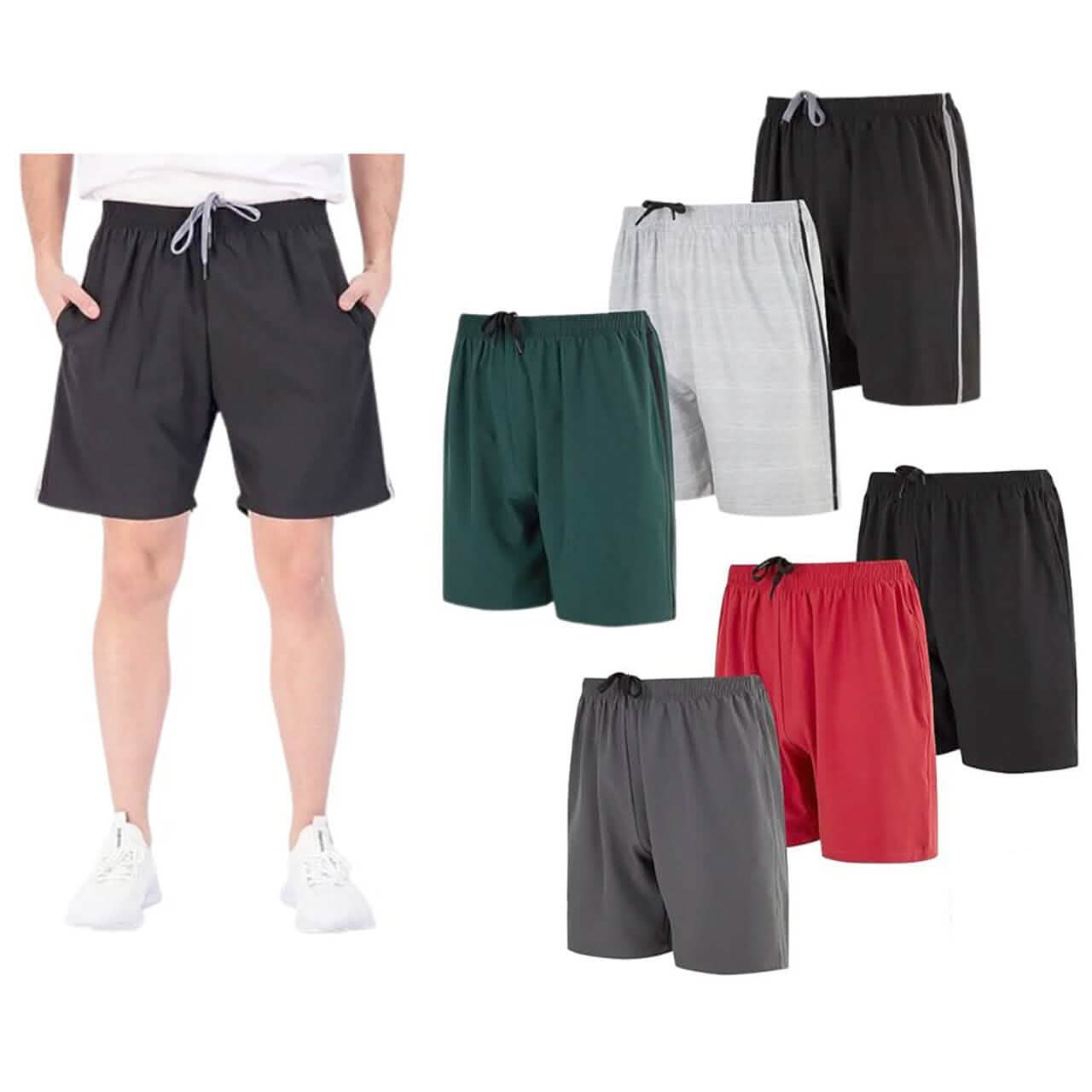 6-Pack: Men’s Active Woven Shorts with Zipper Pocket DailySale
