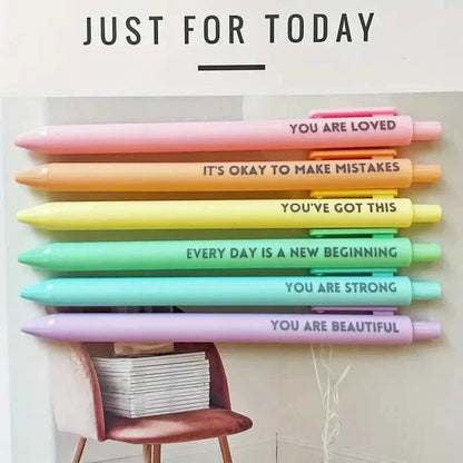 6-Pack: Motivational Rollerball Pens - Positive Message Writing Pens for Journaling DailySale