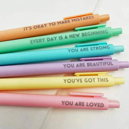 6-Pack: Motivational Rollerball Pens - Positive Message Writing Pens for Journaling DailySale
