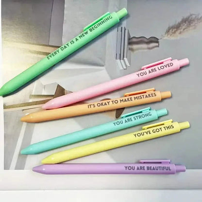 6-Pack: Motivational Rollerball Pens - Positive Message Writing Pens for Journaling DailySale