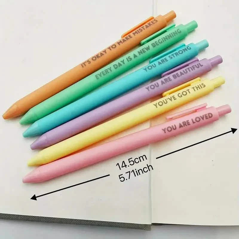 6-Pack: Motivational Rollerball Pens - Positive Message Writing Pens for Journaling DailySale