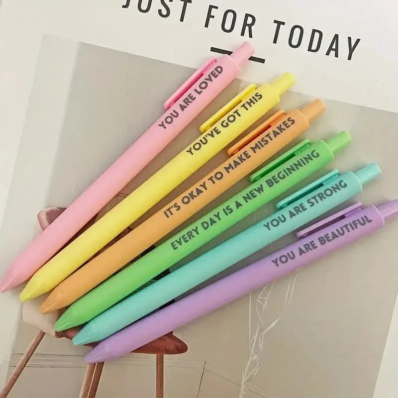 6-Pack: Motivational Rollerball Pens - Positive Message Writing Pens for Journaling DailySale