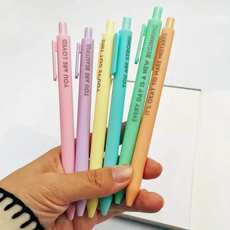 6-Pack: Motivational Rollerball Pens - Positive Message Writing Pens for Journaling DailySale