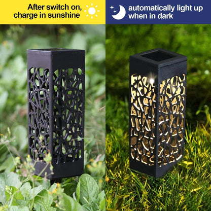 6-Pack: Outdoor Solar Light Powered Garden Pathway Lights Waterproof Hollow with Ground Spike DailySale