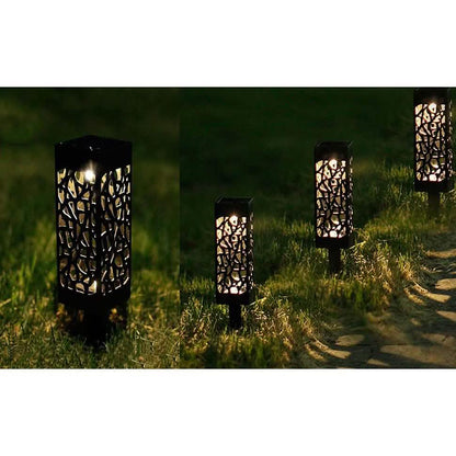 6-Pack: Outdoor Solar Light Powered Garden Pathway Lights Waterproof Hollow with Ground Spike DailySale
