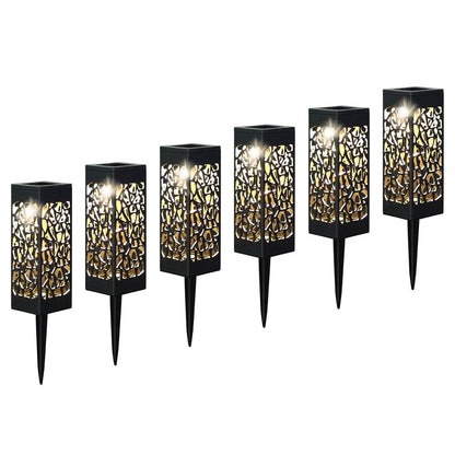 6-Pack: Outdoor Solar Light Powered Garden Pathway Lights Waterproof Hollow with Ground Spike DailySale