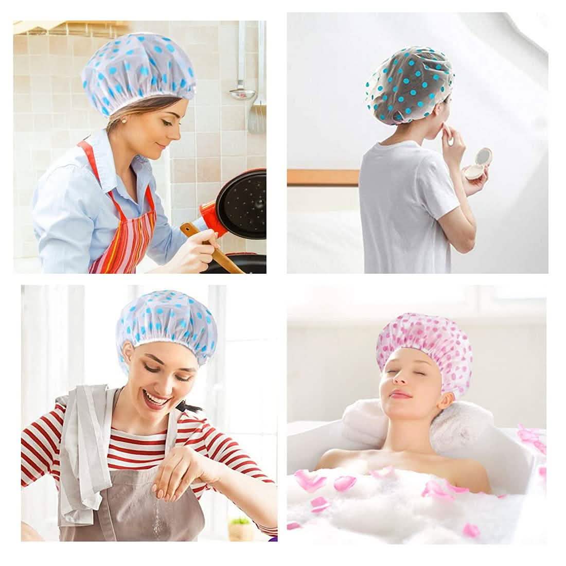 6-Pack: Reusable Shower Caps Elastic Band Bath Hair Hat DailySale