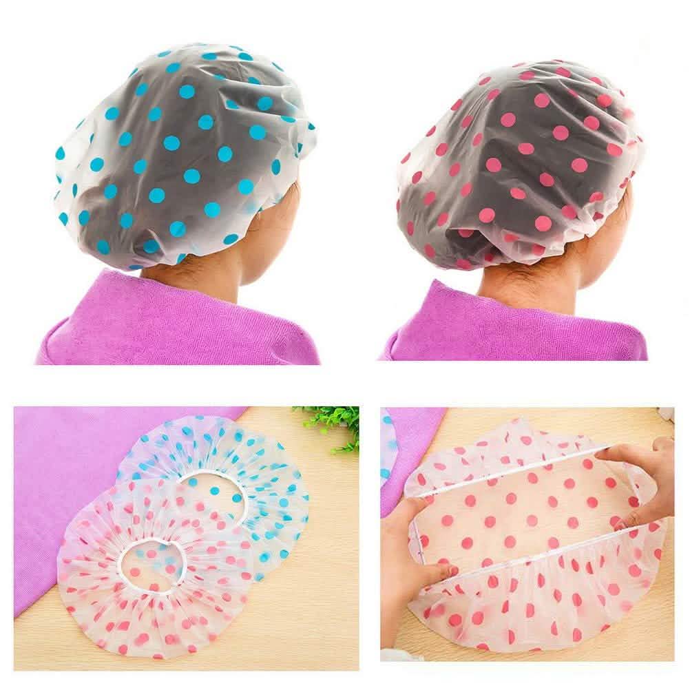 6-Pack: Reusable Shower Caps Elastic Band Bath Hair Hat DailySale